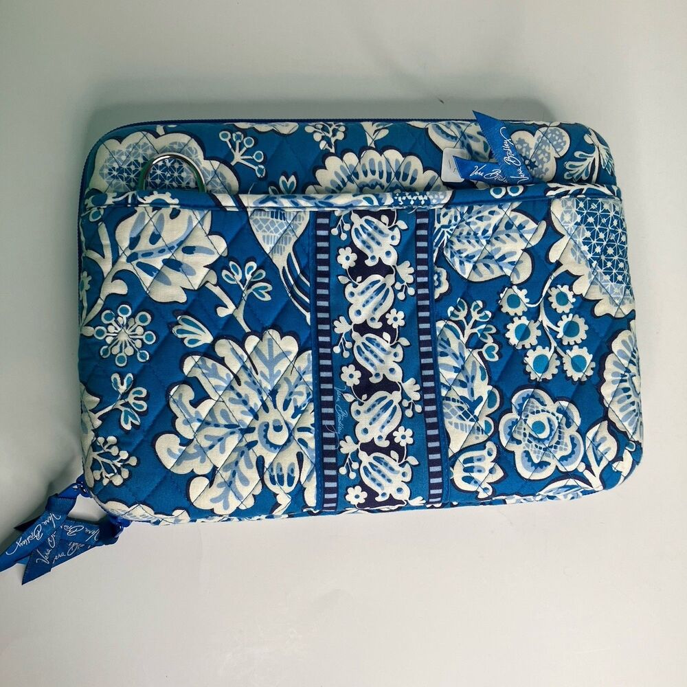Vera Bradley Blue Lagoon Hard Side LAPTOP PORTFOLIO Computer Case Bag Crossbody